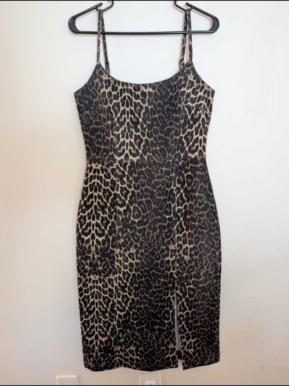 Steve Madden Giselle Leopard Print Denim Midi Dress NWT Size 8